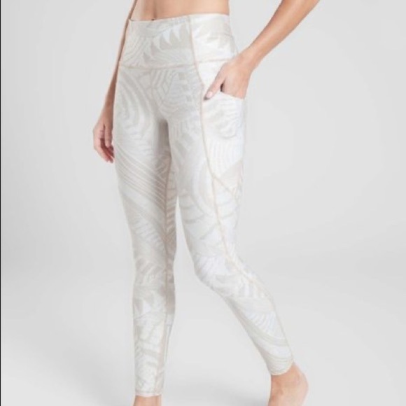Athleta Abalone Gray Zuma Salutation Stash Pocket Powervita™ 7/8 Legging - Picture 1 of 2